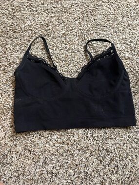 aerie Black Lace-Trim Bralette